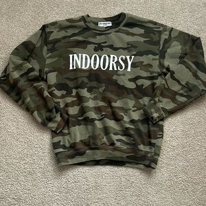 “Sub_urban Riot: Indoorsy Camo Sweatshirt size XS”